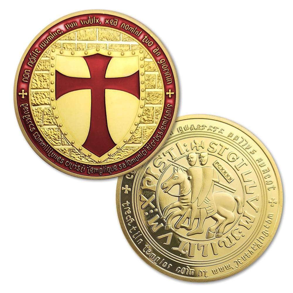 Pièce de monnaie de défi des chevaliers Templiers avec croix Pièce de monnaie de défi des chevaliers Templiers avec croix